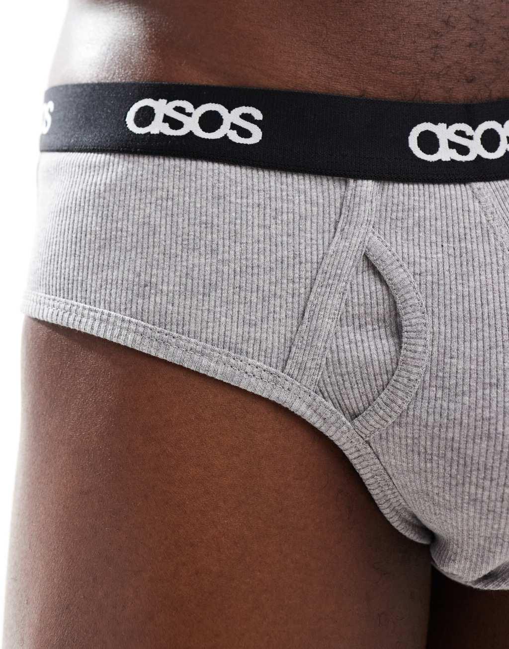 ASOS DESIGN capsule collection rib brief in light gray  Product Image