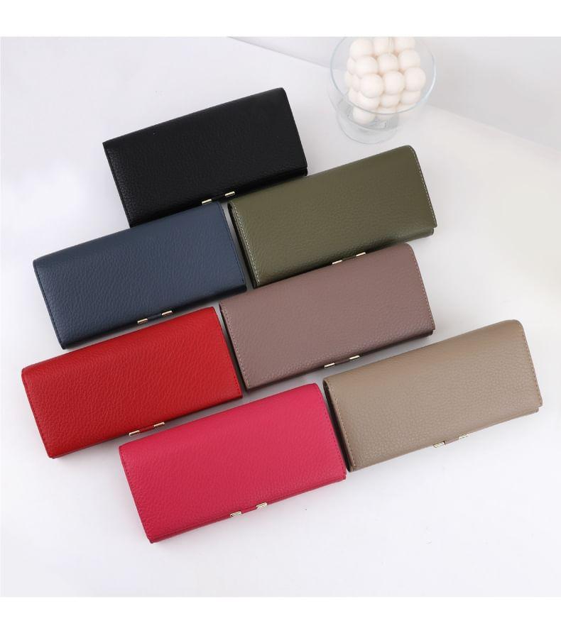 Plain Faux Leather Long Wallet Product Image