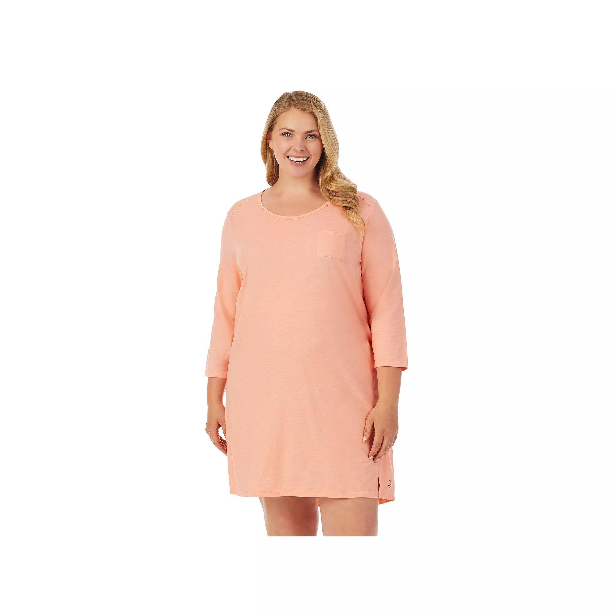 Plus Size Cuddl Duds® Essentials 3/4 Sleeve Sleepshirt, Women's, Size: 3XL, Coral Grey Product Image