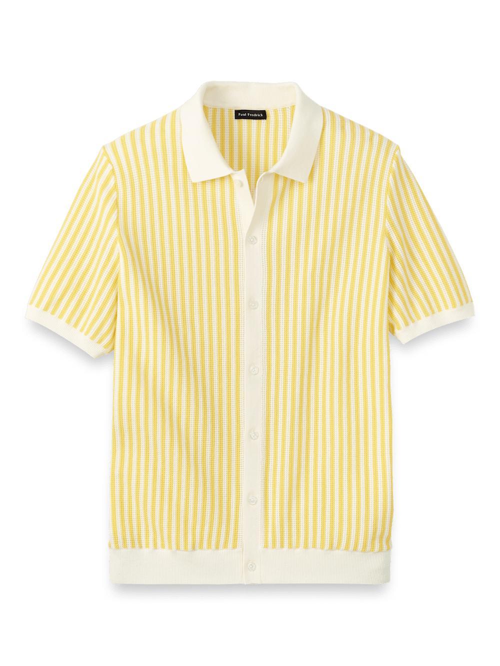Cotton Button Front Polo - Yellow Product Image