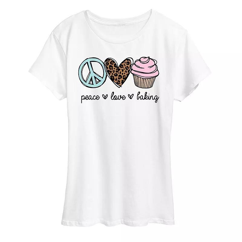 Women's Peace Love Baking Graphic Tee,  Product Image