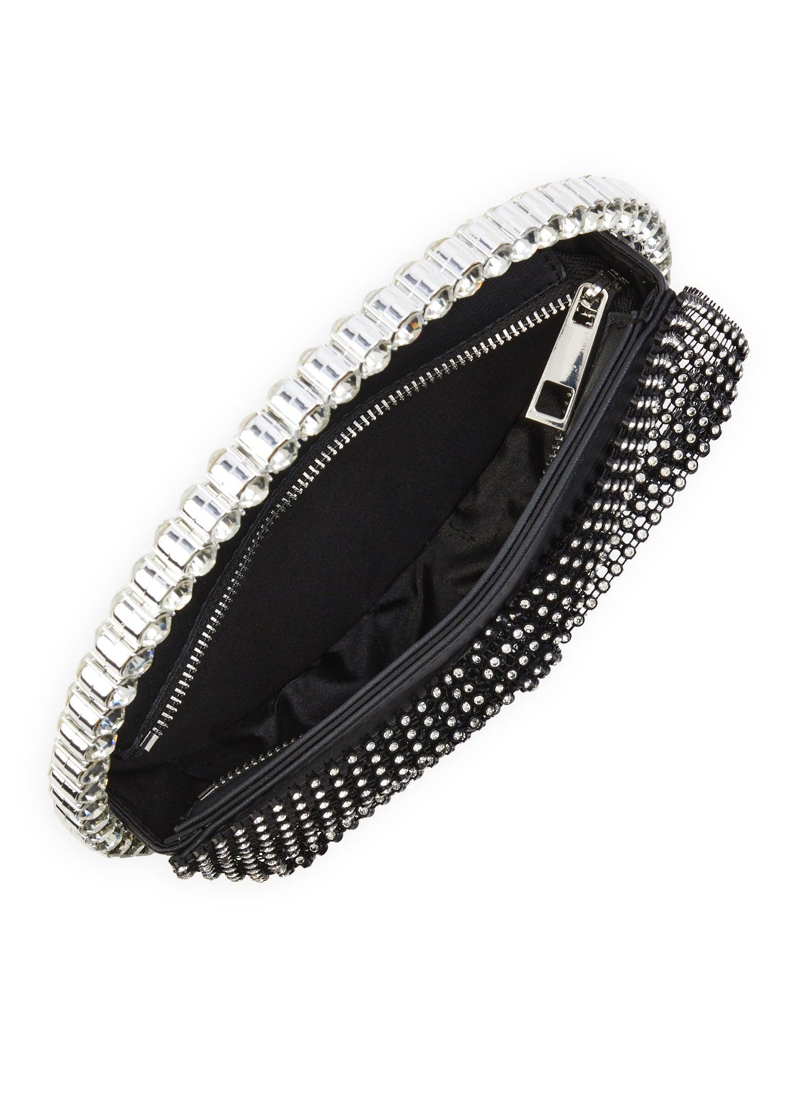 Bow Detail Rhinestone Handle Clutch Female Product Image