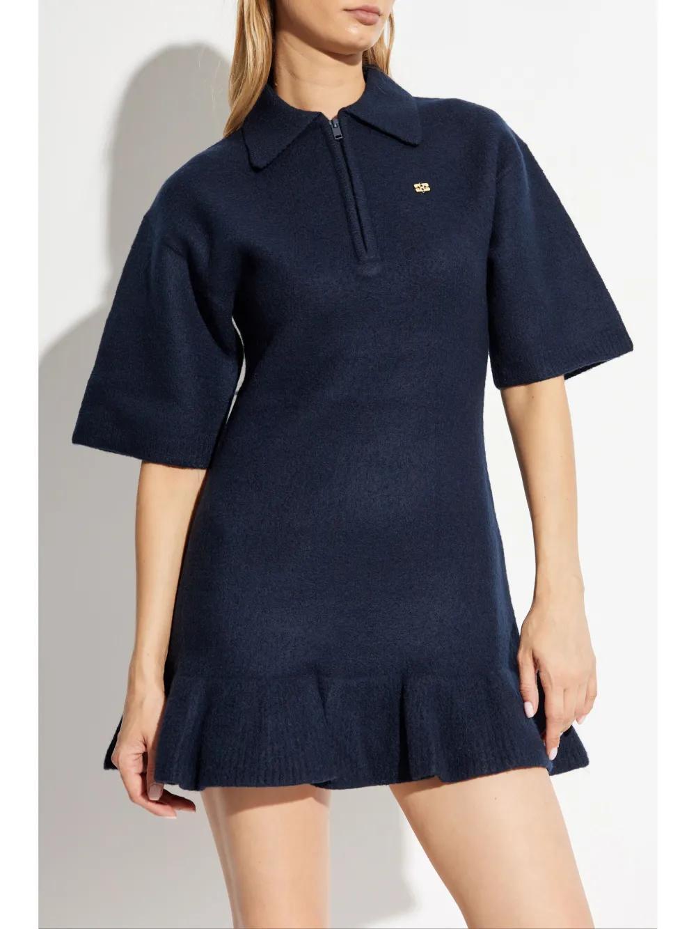 polo-collar wool minidress Product Image