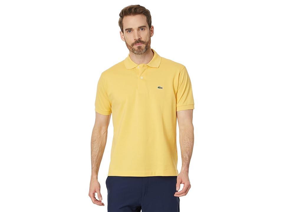 Lacoste Short Sleeved Ribbed Collar Shirt (Cornsilk) Men's Short Sleeve Knit Product Image