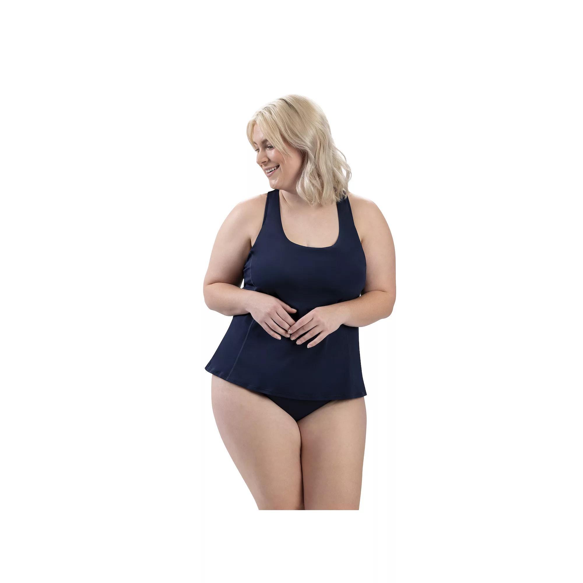 Women's Dolfin Aquashape UPF 50+ Solid Twist-Back Tankini Top, Size: XXL, Black Product Image