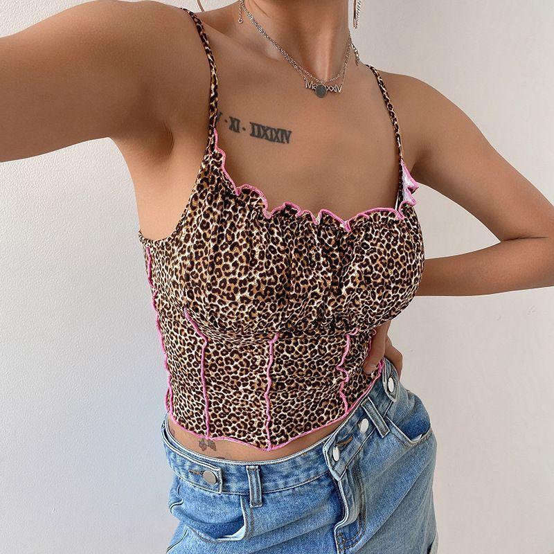 Leopard Print Cropped Camisole Top  Product Image