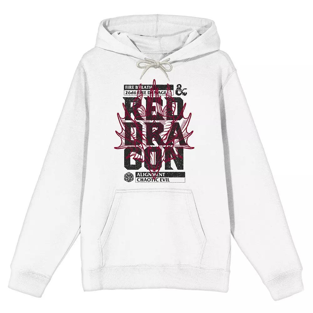 Men's Dungeons & Dragons Red Dragon Stats Graphic Hoodie, Size: Medium, White Product Image
