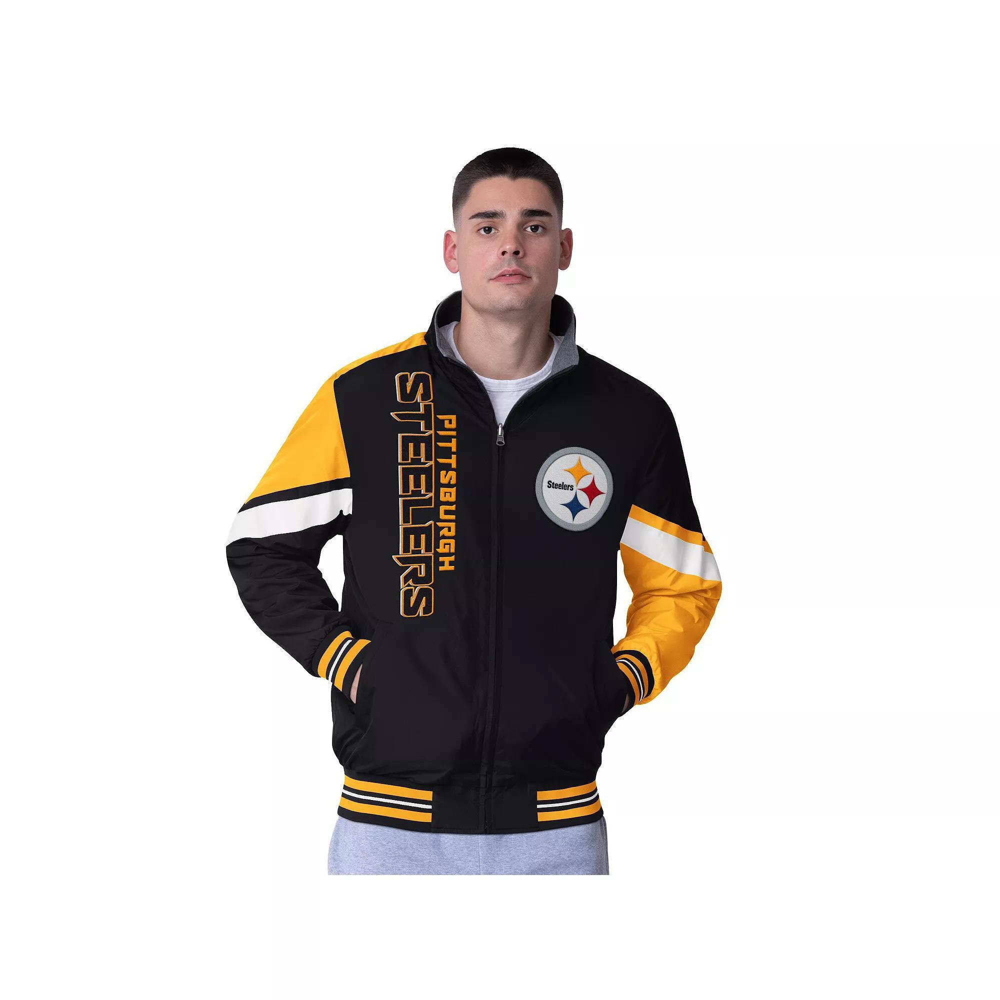 Men's G-III Extreme Black Pittsburgh Steelers Strong Arm Reversible Full-Zip Jacket, Size: XL Product Image