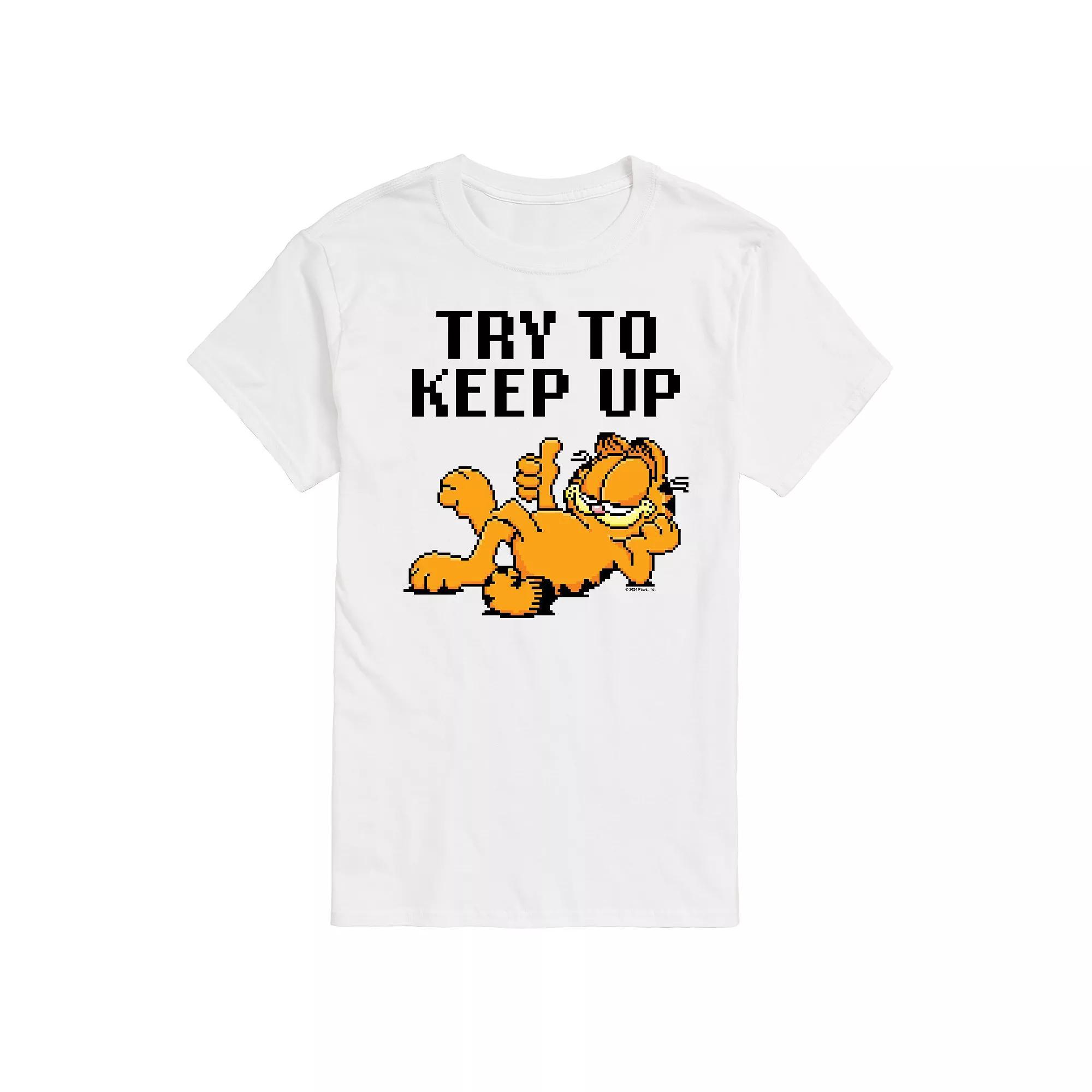 Men's Garfield Try To Keep Up Graphic Tee, Size: Large, White Product Image