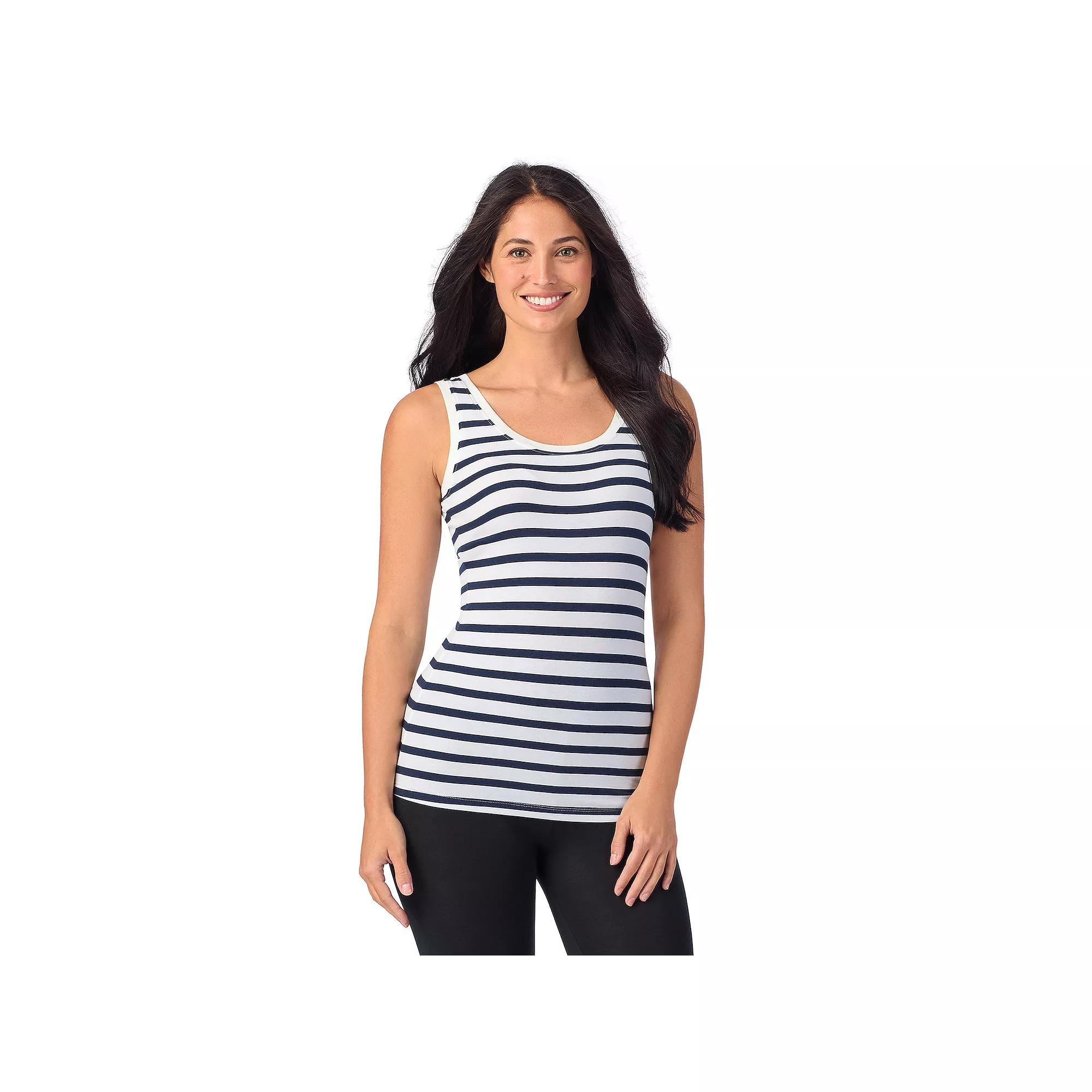 Women's Cuddl Duds® Reversible Softwear with Stretch Tank Top, Size: Medium, Navy White Stripe Product Image