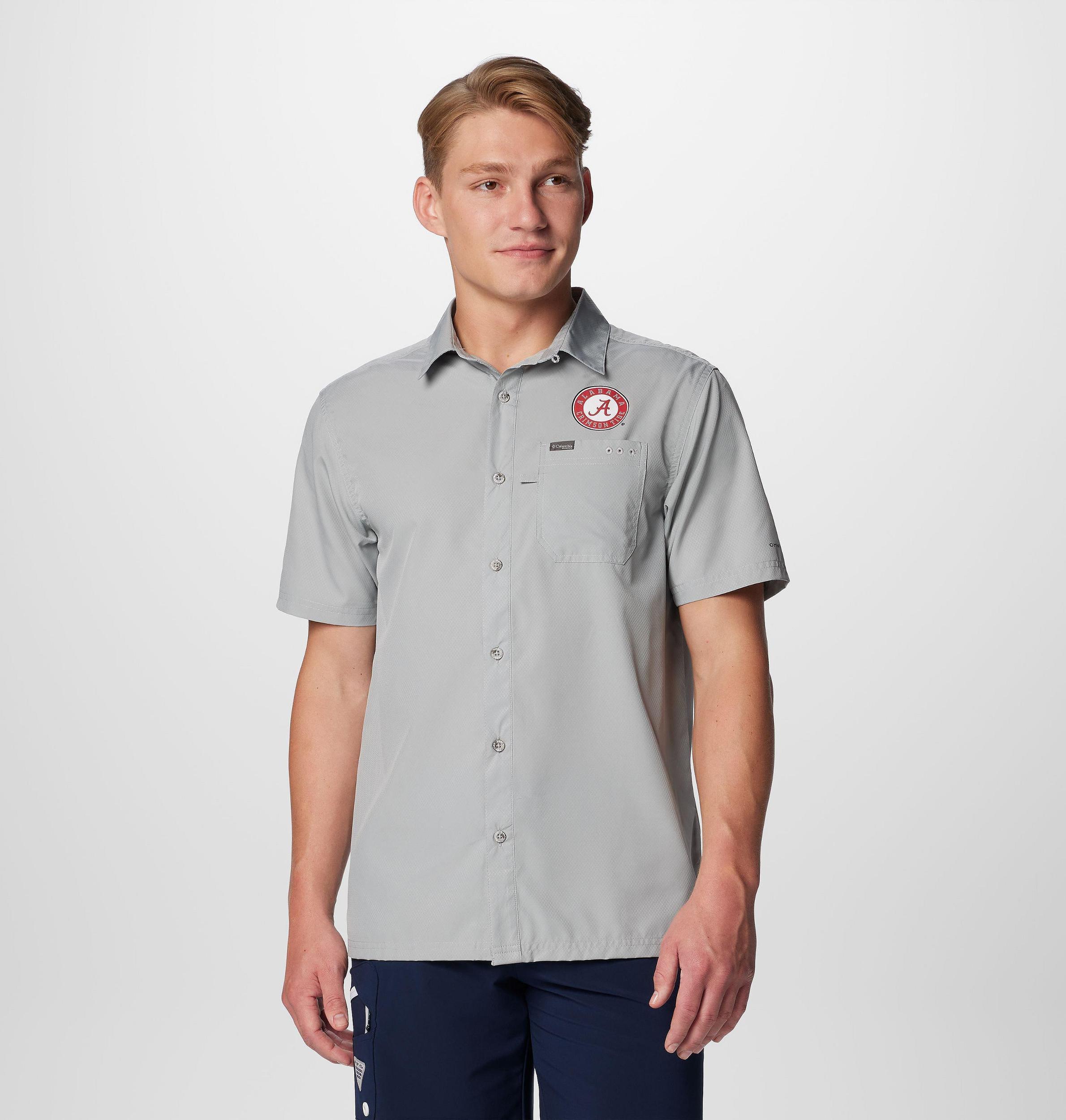 Columbia Mens Collegiate PFG Slack Tide Camp Shirt - Alabama- Product Image