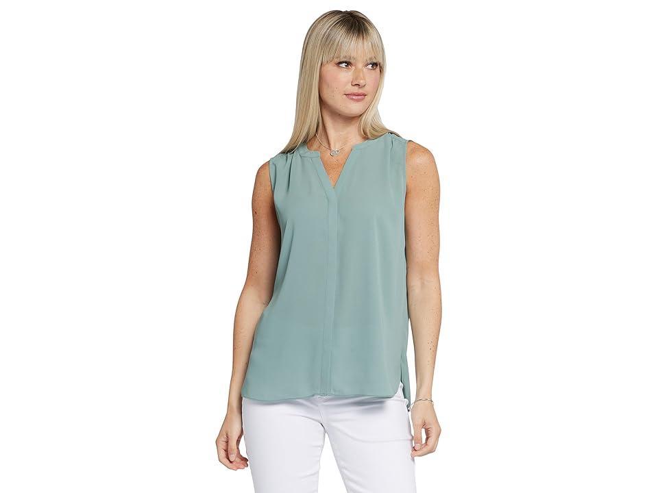 NYDJ Sleeveless Pintuck Blouse (Lily Pad) Women's Clothing Product Image