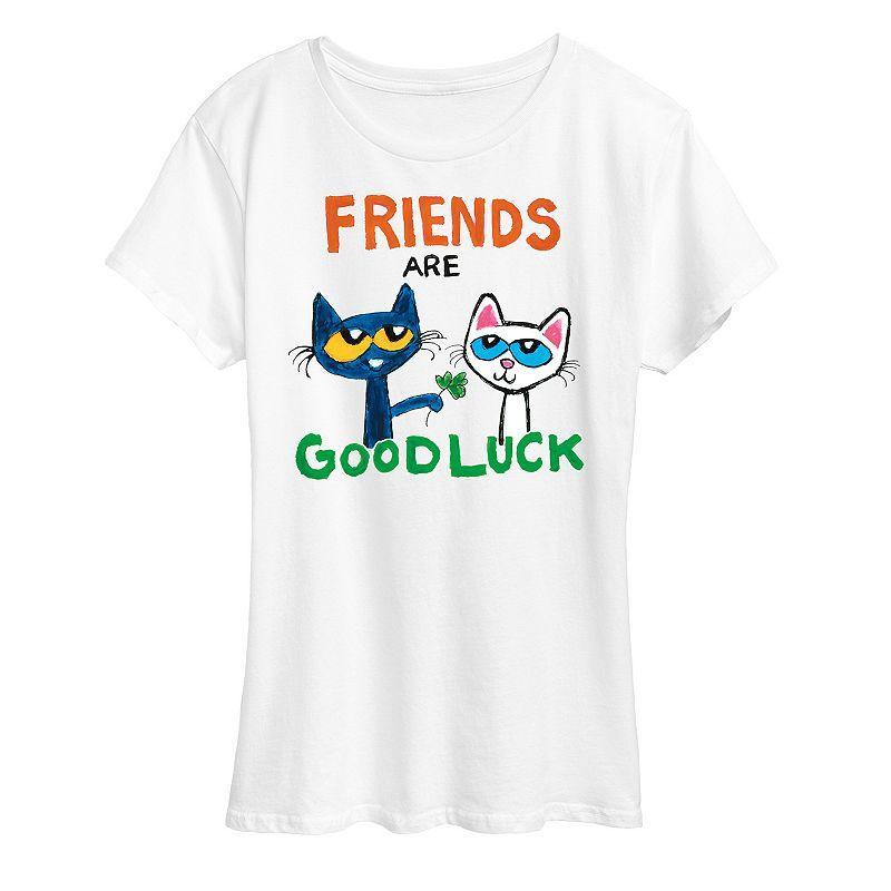 Women's Pete The Cat Friends Are Good Luck Graphic Tee, Size: XL, Grey Gray Product Image