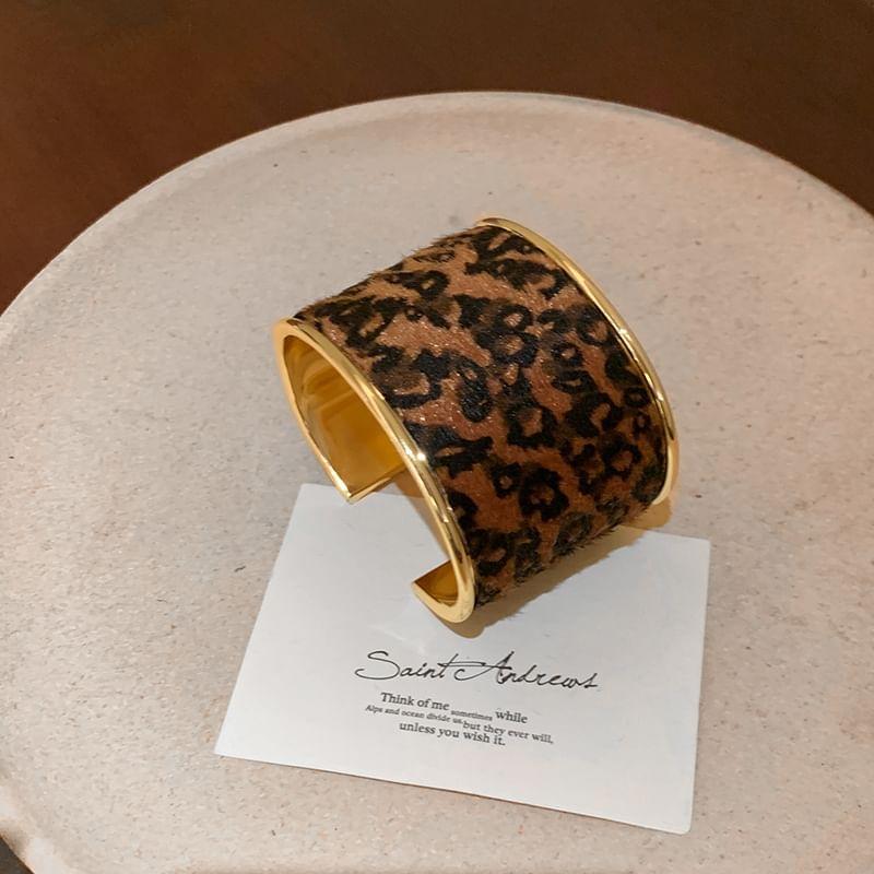 Leopard Print Flocking Alloy Open Bangle (Various Designs) Product Image