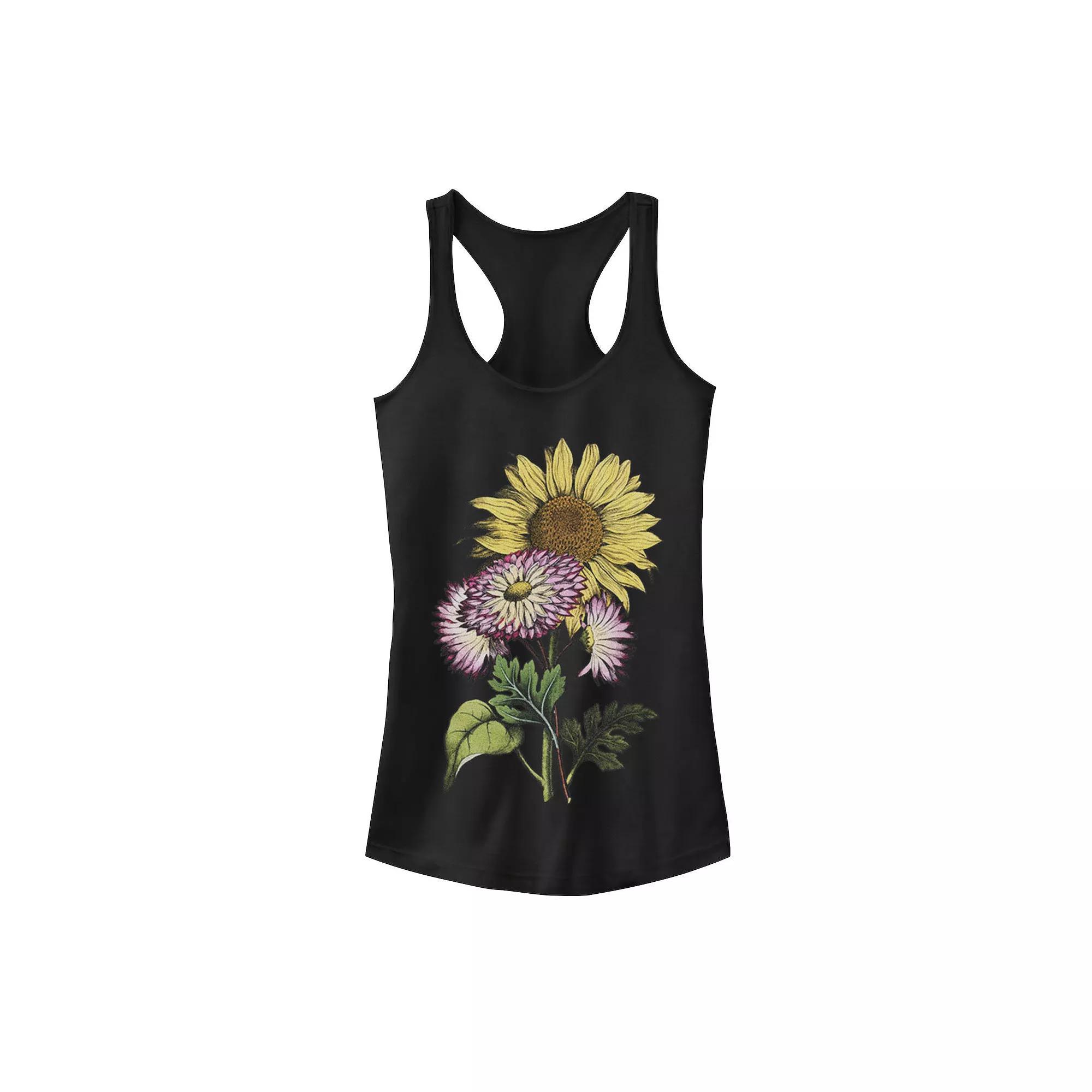 Juniors' Trendy Large Sunflower Bouquet Graphic Tank Top, Girl's,  Product Image