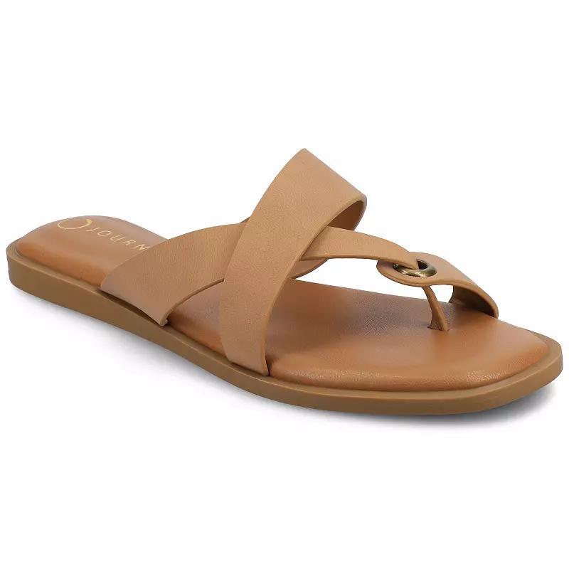 Journee Women's Prizzie Multi Strap Toe Ring Flat Sandals,  Product Image