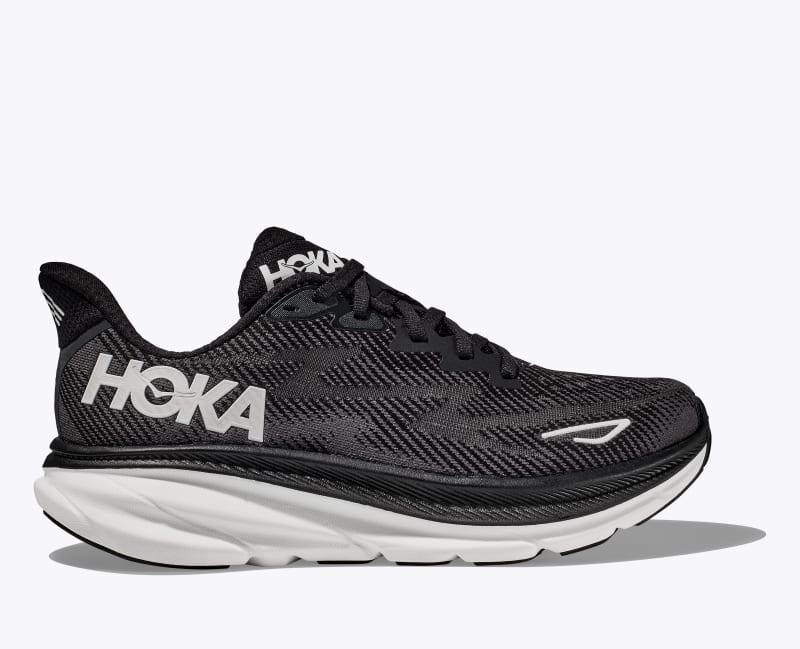 HOKA Mens Clifton 9 Shoes in Black/All Aboard, Size 11 Product Image