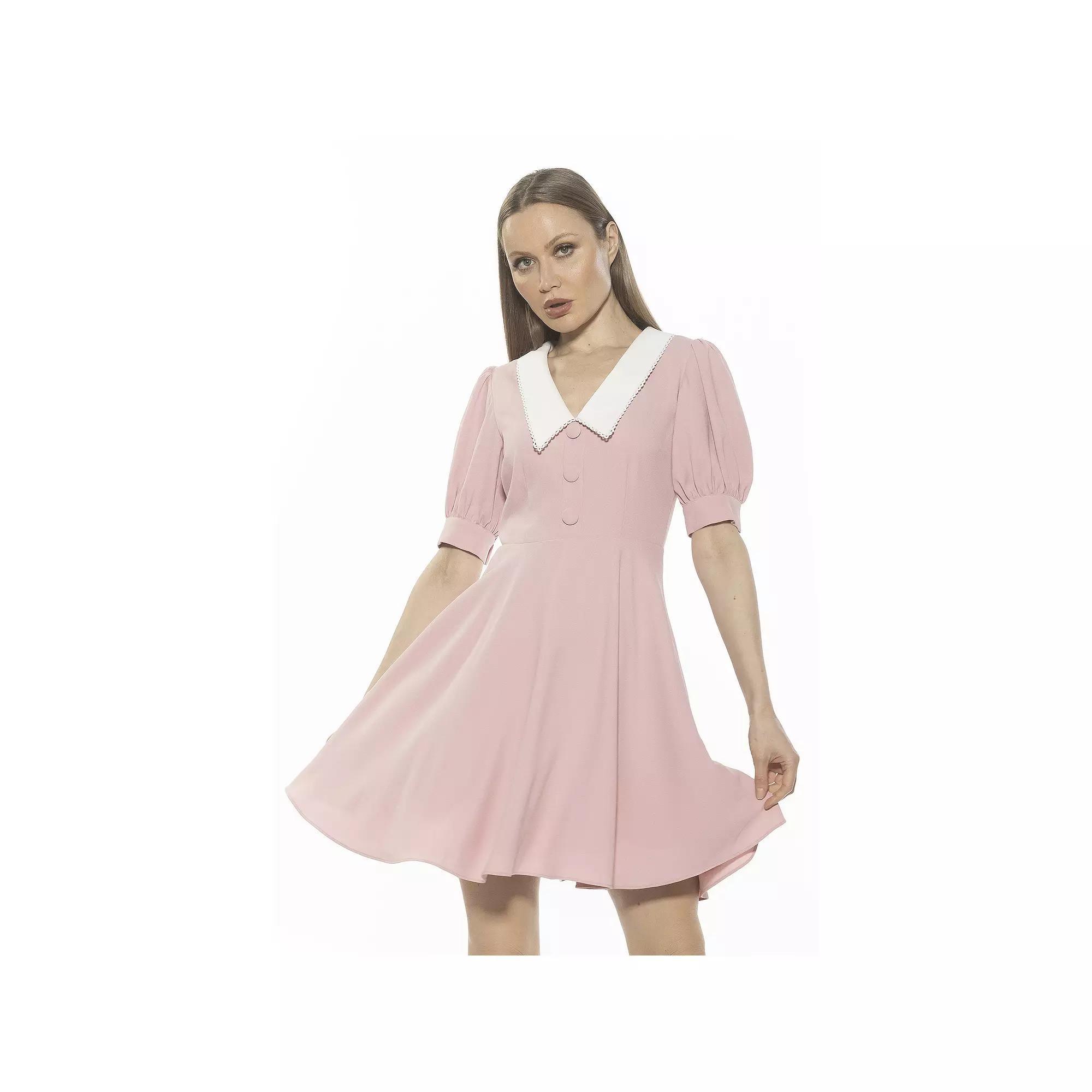 Women's ALEXIA ADMOR Carys Dropped Collar Puff Sleeve Fit And Flare Dress,  Product Image
