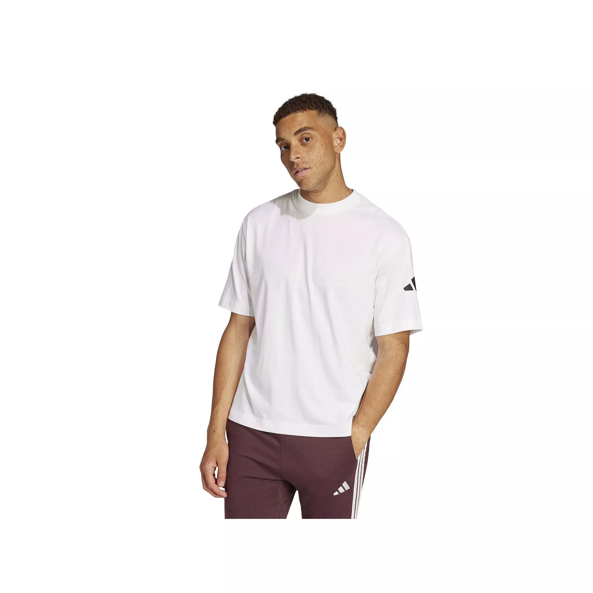 Men's adidas Essentials 3-Bar Loose Sportswear T-Shirt, Size: Small, White Black Product Image