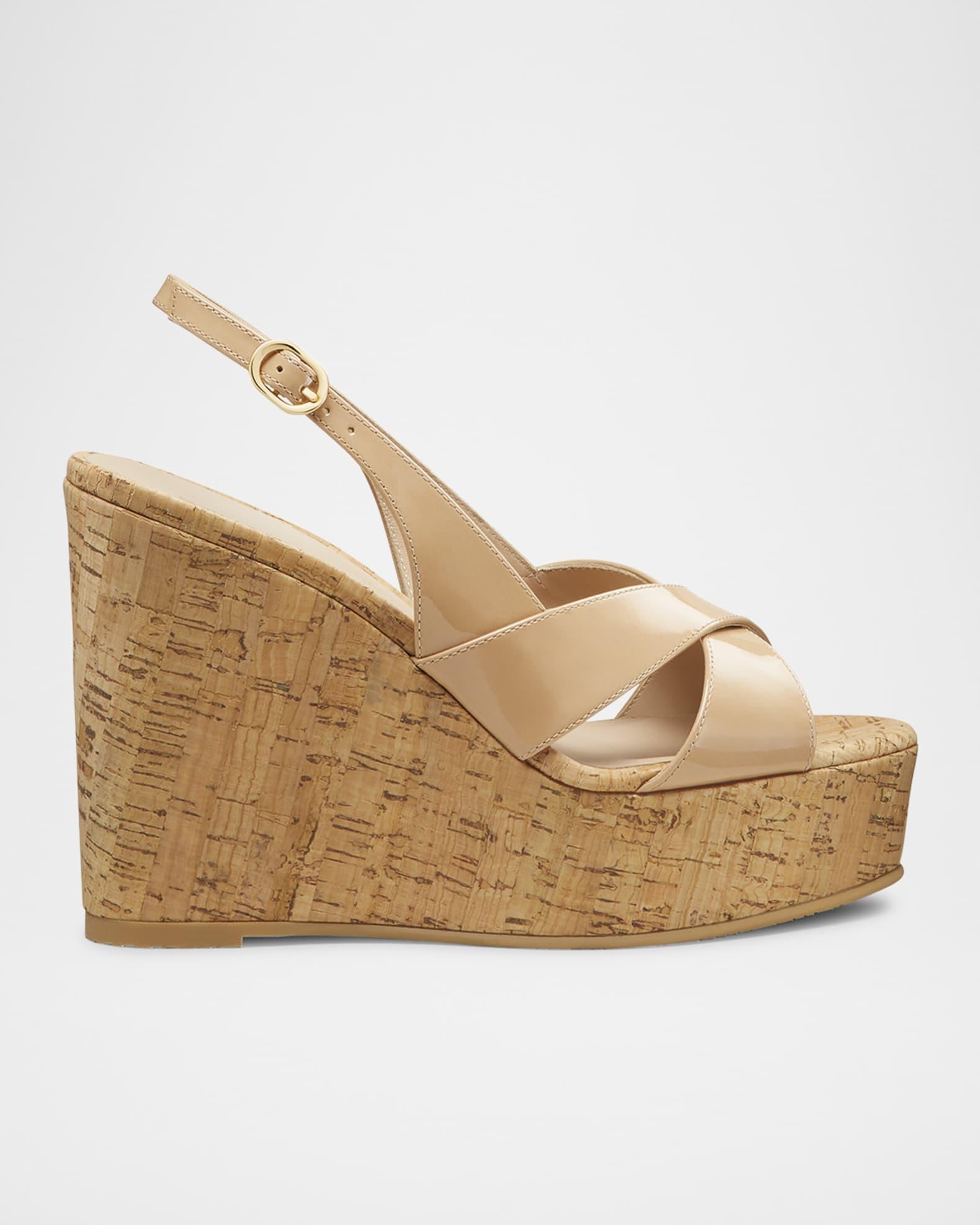 Dayna Patent Crisscross Wedge Platform Sandals Product Image
