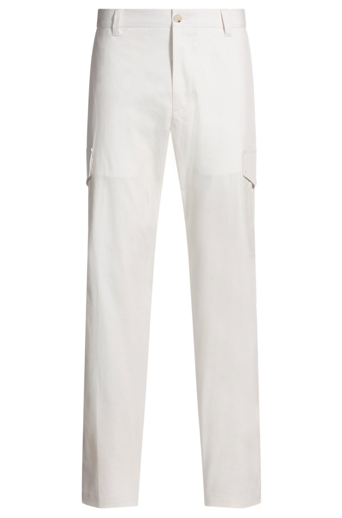 Tapered-fit trousers in cotton, silk and stretch Product Image