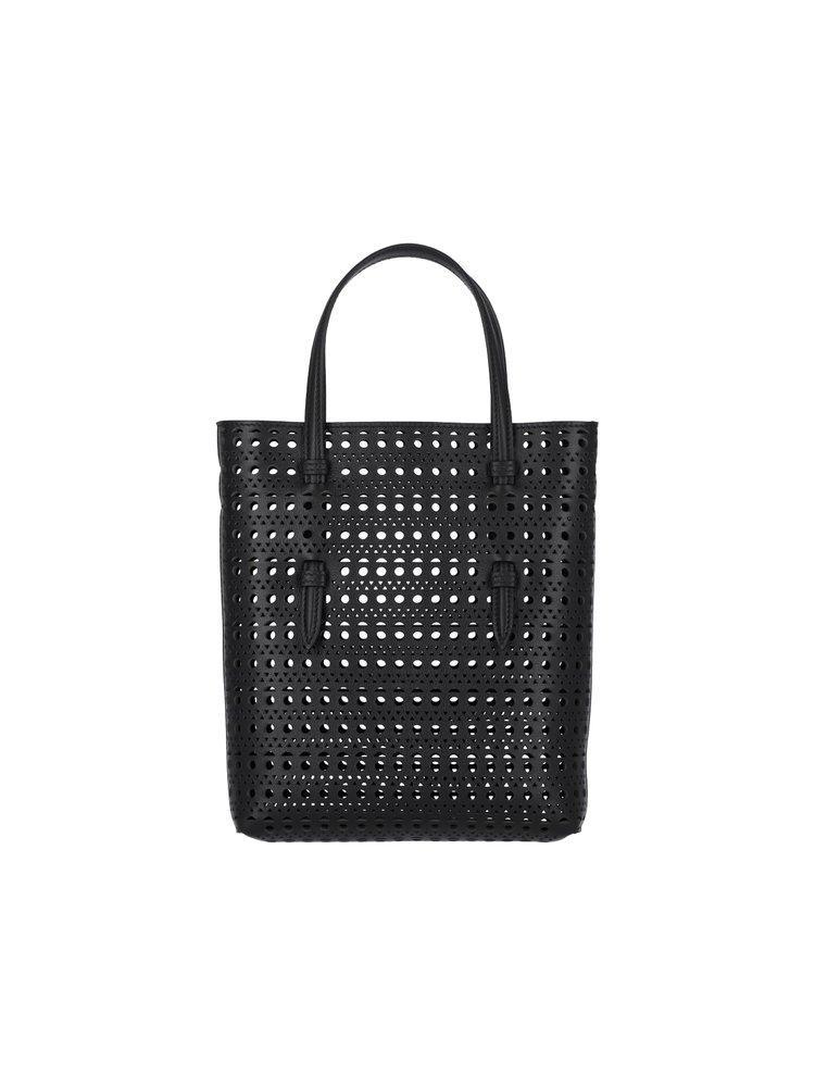 ALAÏA Mina Ns Perforated Top Handle Bag In Black Product Image