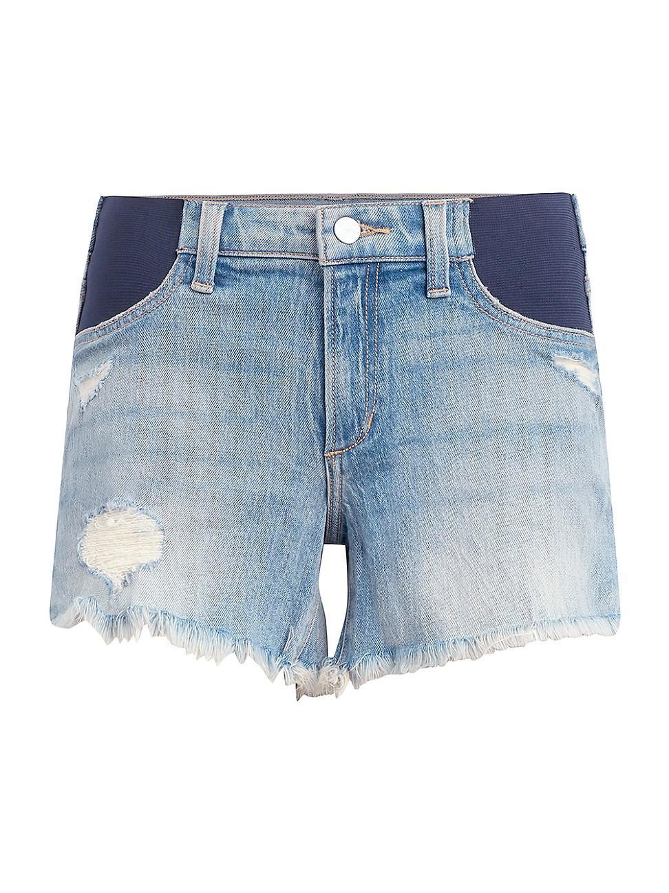 Womens The Ozzy Maternity Distessed Denim Shorts Product Image