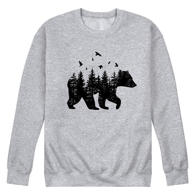 Mens Forest Bear Silhouette Graphic Fleece Sweatshirt Product Image