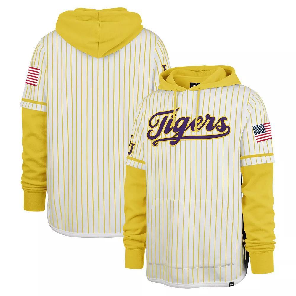 Men's '47 White LSU Tigers Double Header Shortstop Pullover Hoodie, Size: Large Product Image