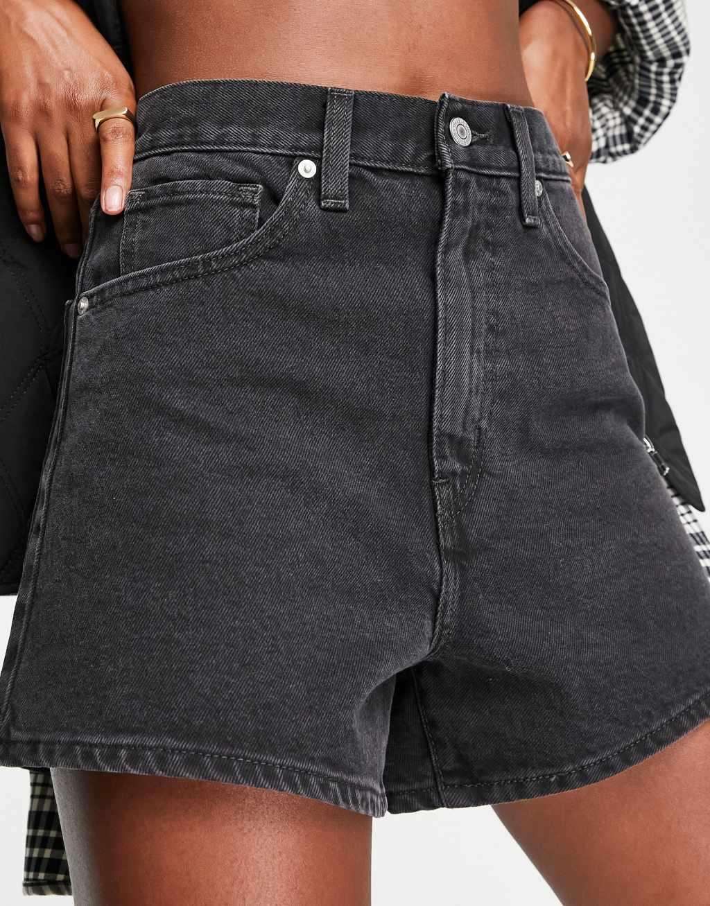 Levi's high waisted mom shorts in black | ASOS Product Image