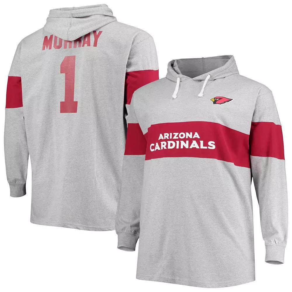 Men's Fanatics Branded Kyler Murray Heathered Gray Arizona Cardinals Big & Tall Player Name & Number Pullover Hoodie, Size: 5XB, Grey Product Image