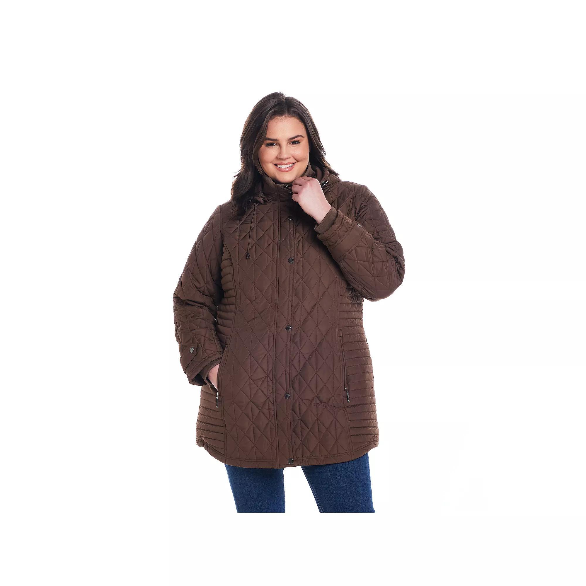 Plus Size Weathercast Hooded Quilted Walker Jacket, Womens Product Image