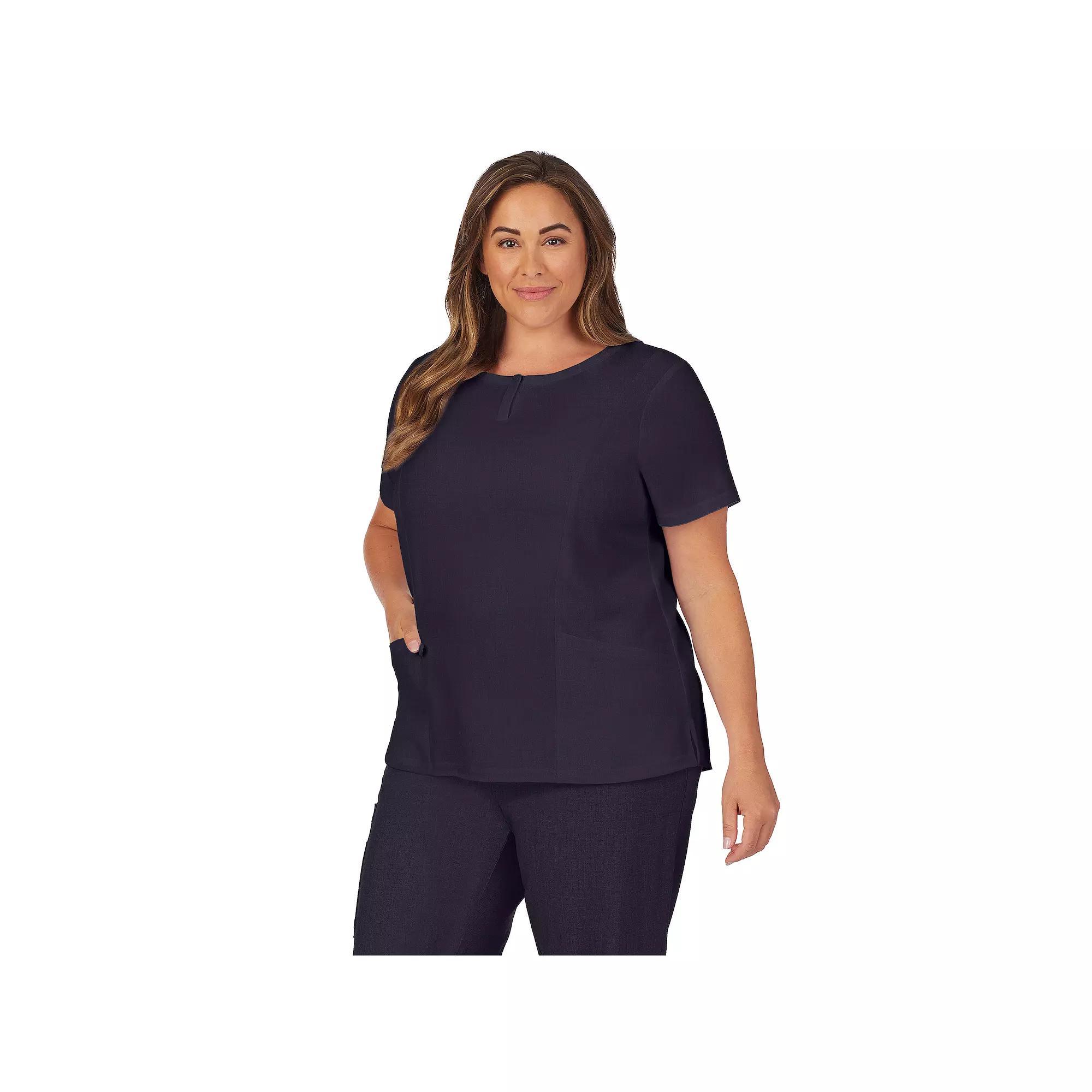 Plus Size Cuddl Duds® Scrubs Henley Top With 2 Pockets, Women's, Size: 1XL, Black Product Image