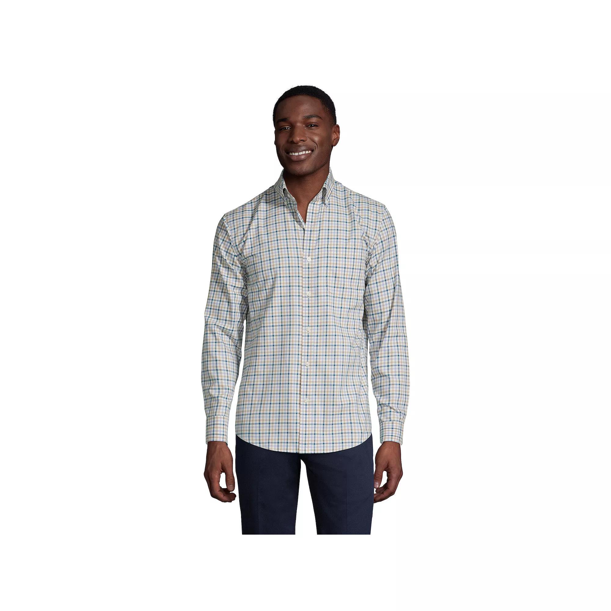 Men's Lands' End Tailored Fit No Iron Twill Long Sleeve Shirt,  Product Image