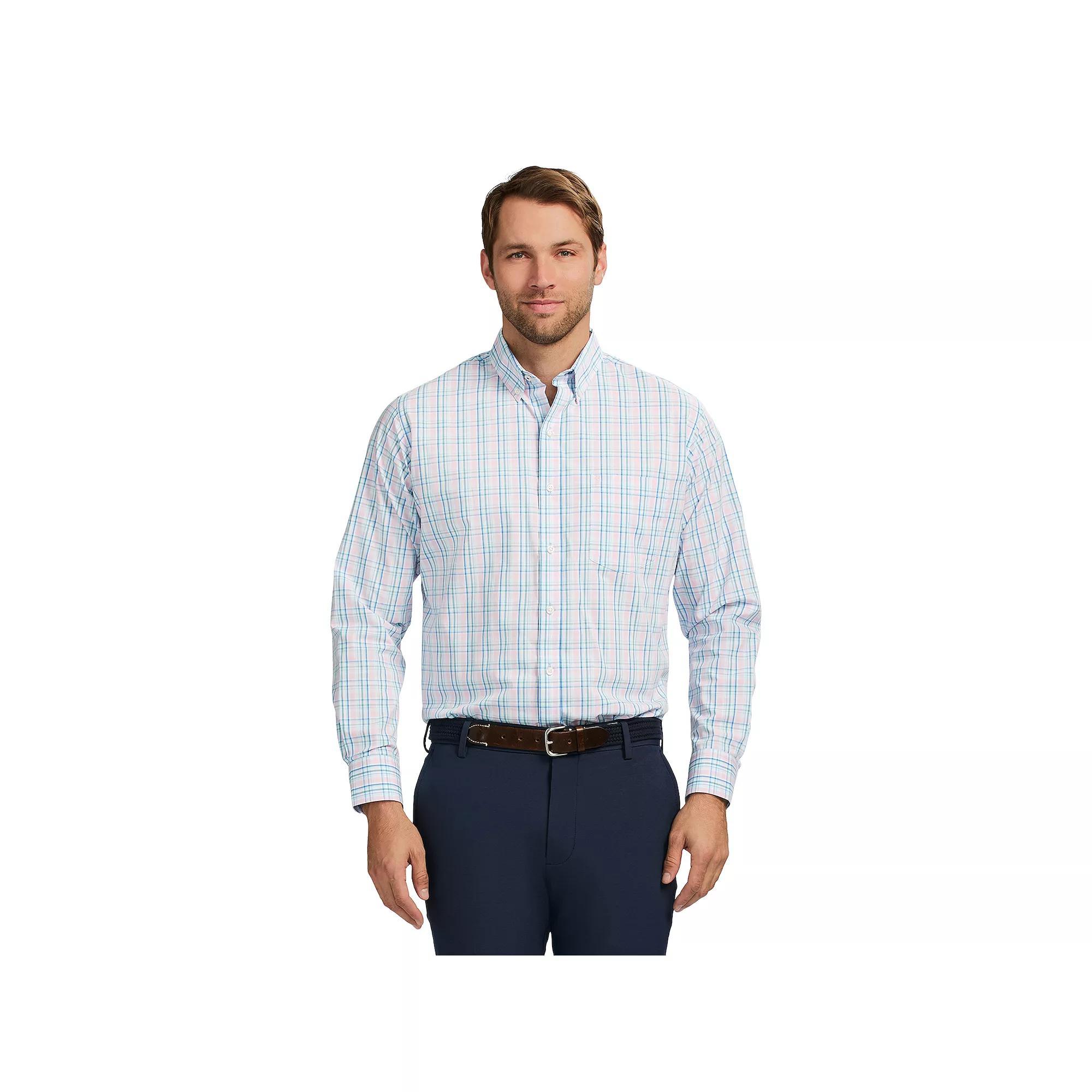 Men's IZOD Performance Comfort Long Sleeve Button Down Woven Shirt, Size: Large, Mauveglow Plaid Product Image