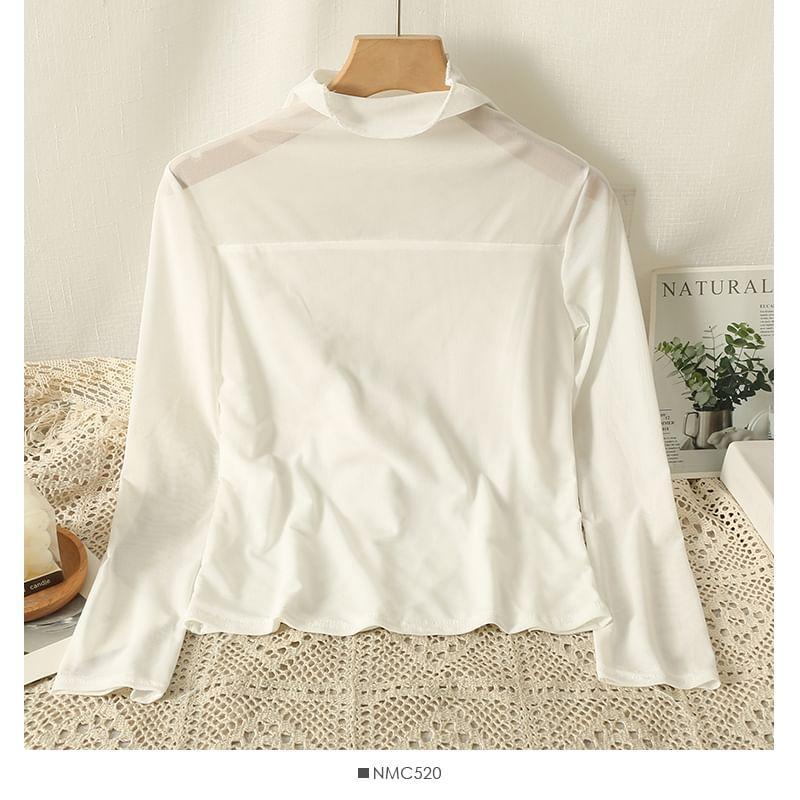 Two-Tone Mock-Neck Top in 5 Colors Product Image