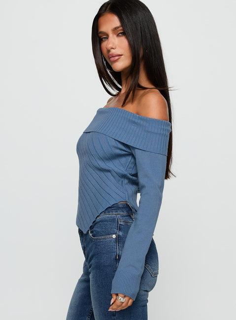 Brisa Long Sleeve Top Blue Product Image