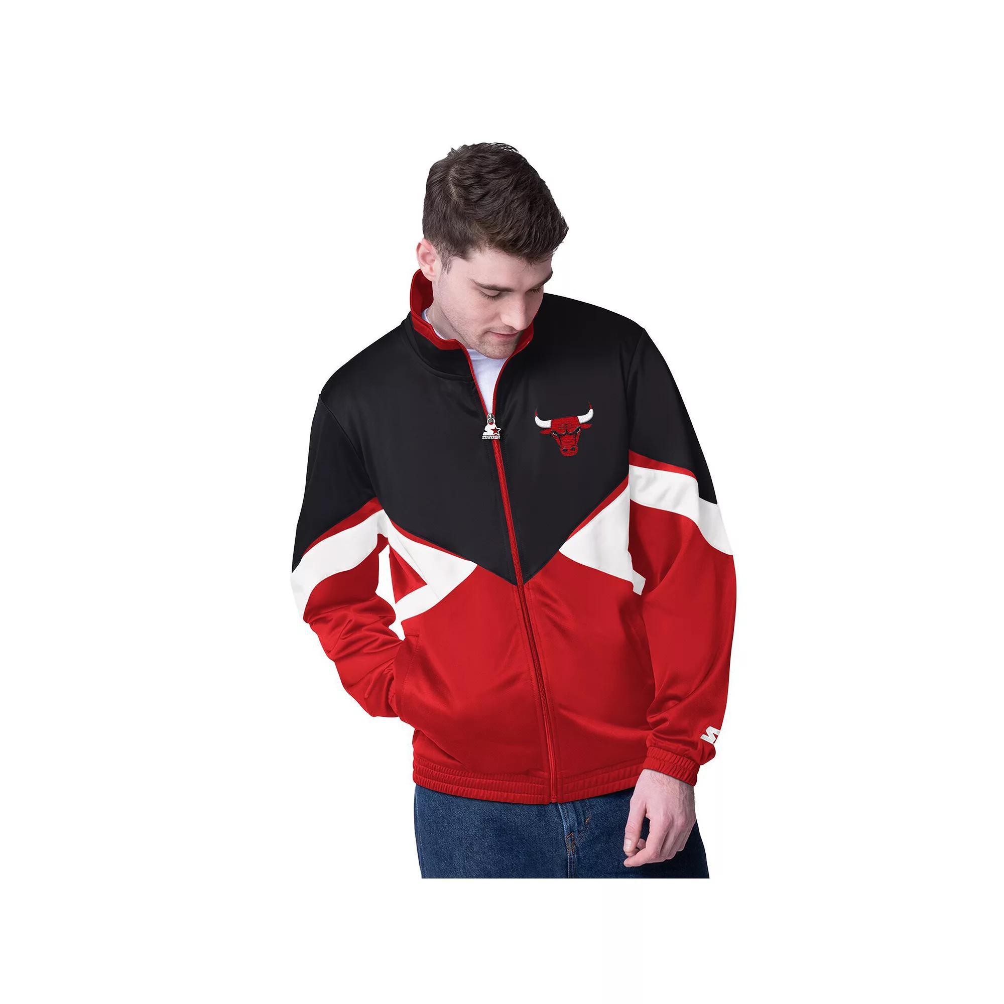 Men's Starter Black/Blue Orlando Magic Rush Applique Full-Zip Track Jacket, Size: 2XL, Mag Black Product Image