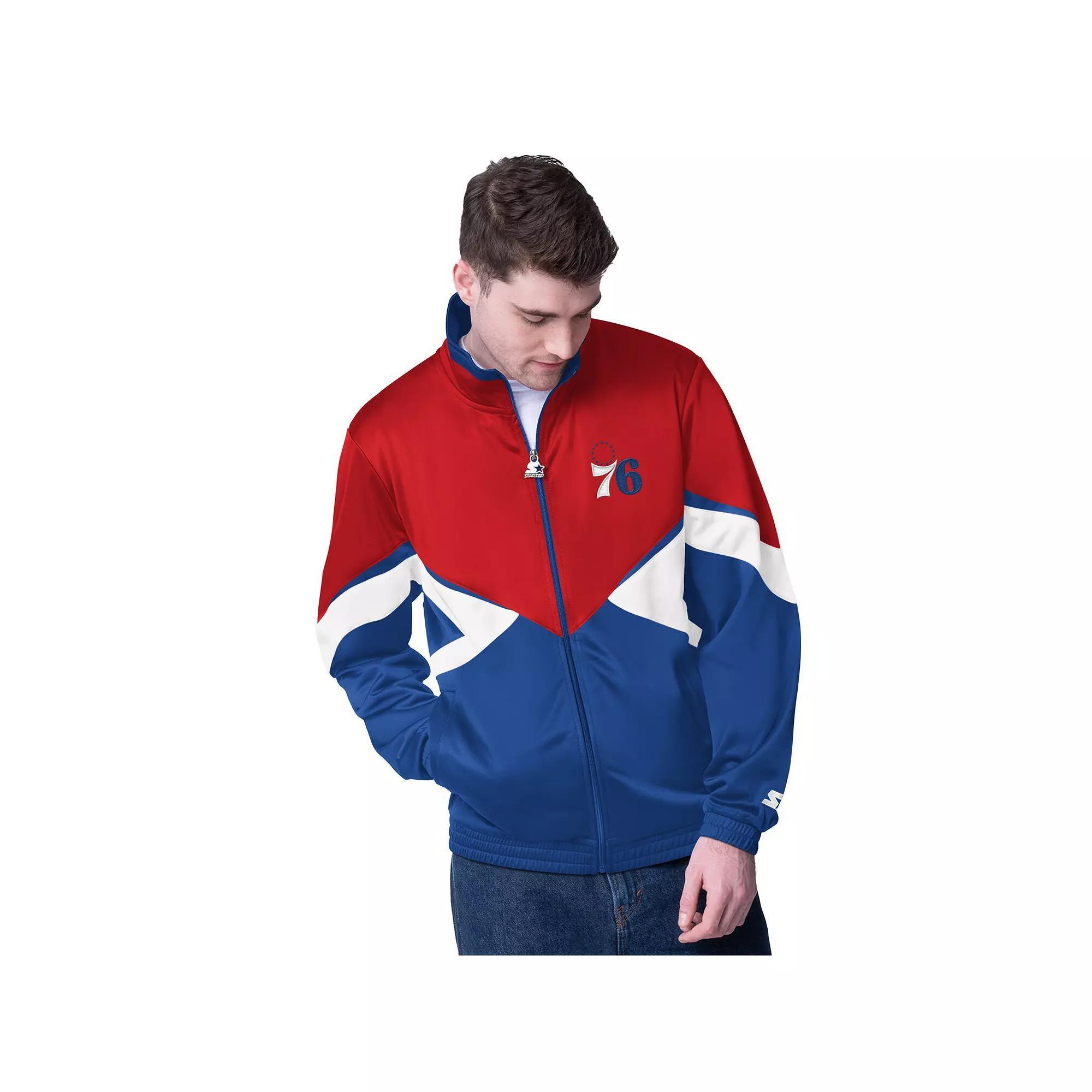 Men's Starter Red/Navy New Orleans Pelicans Rush Applique Full-Zip Track Jacket,  Product Image