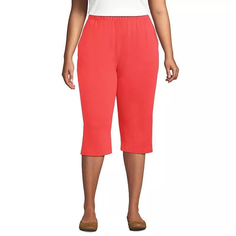 Plus Size Lands End Sport High Waist Pull-On Capri Pants, Womens Product Image