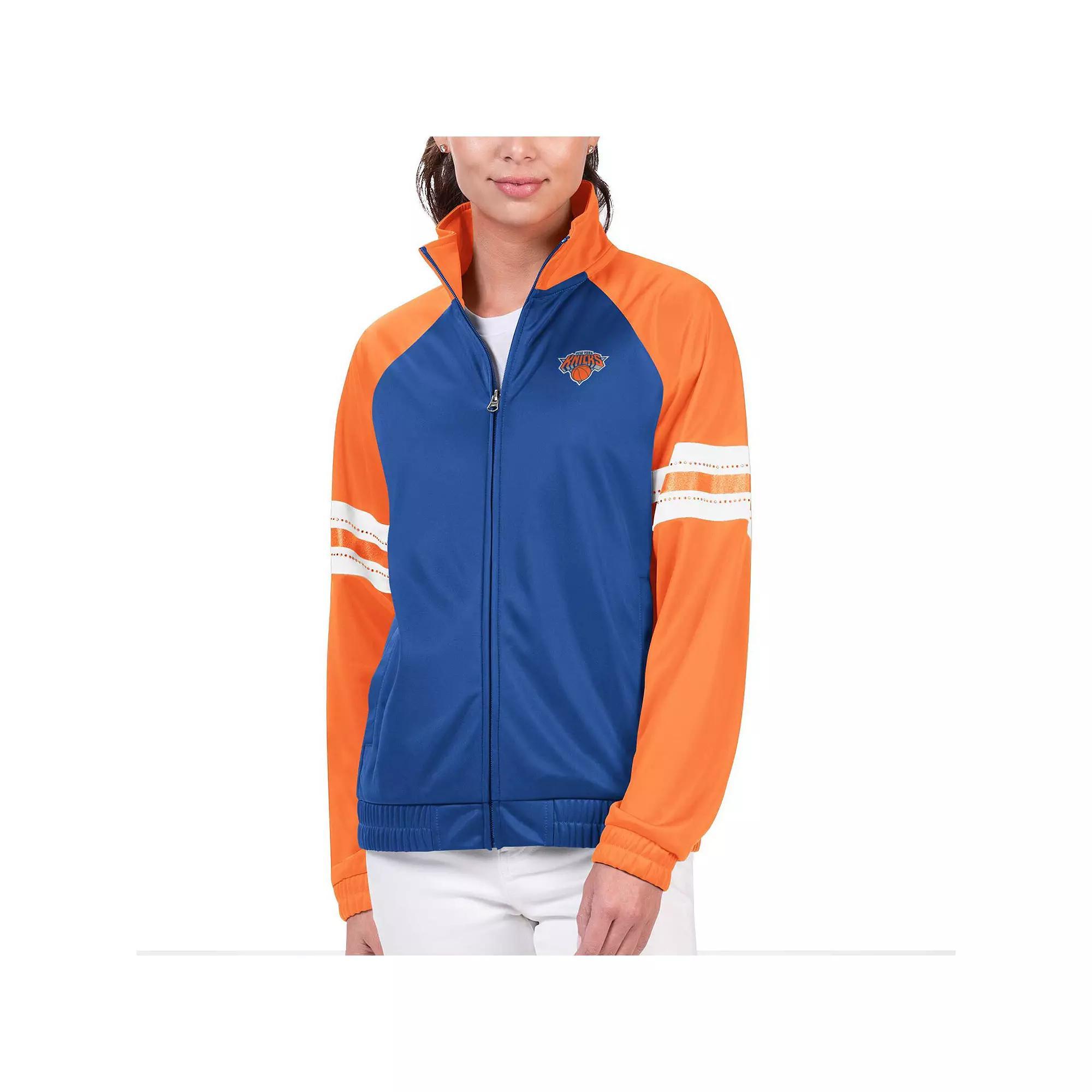 Women's G-III 4Her by Carl Banks Blue New York Knicks Main Player Raglan Rhinestone Full-Zip Track Jacket, Size: XL Product Image