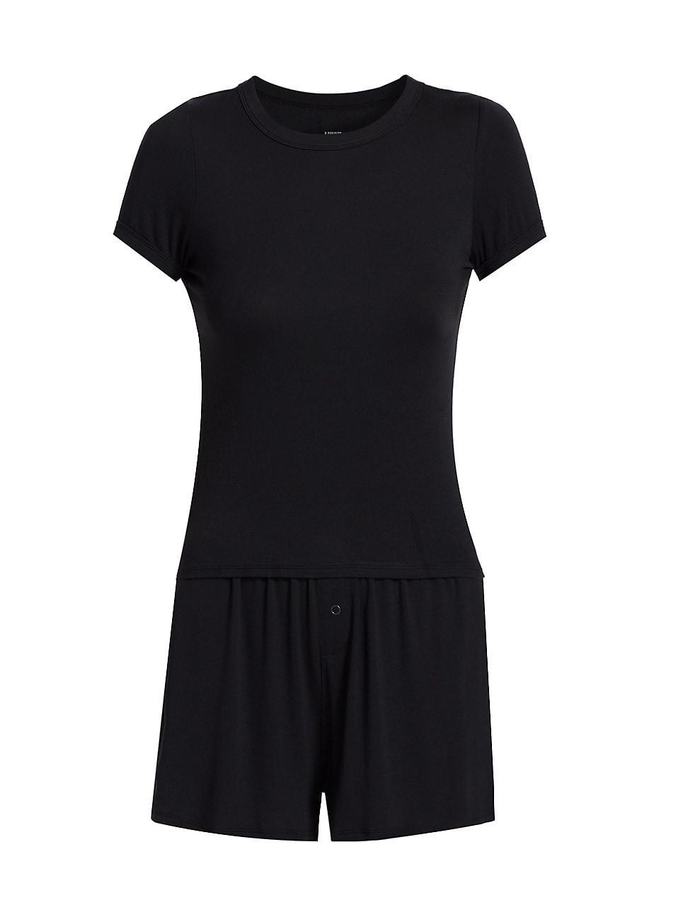 Womens Rib-Knit T-Shirt & Shorts Set Product Image