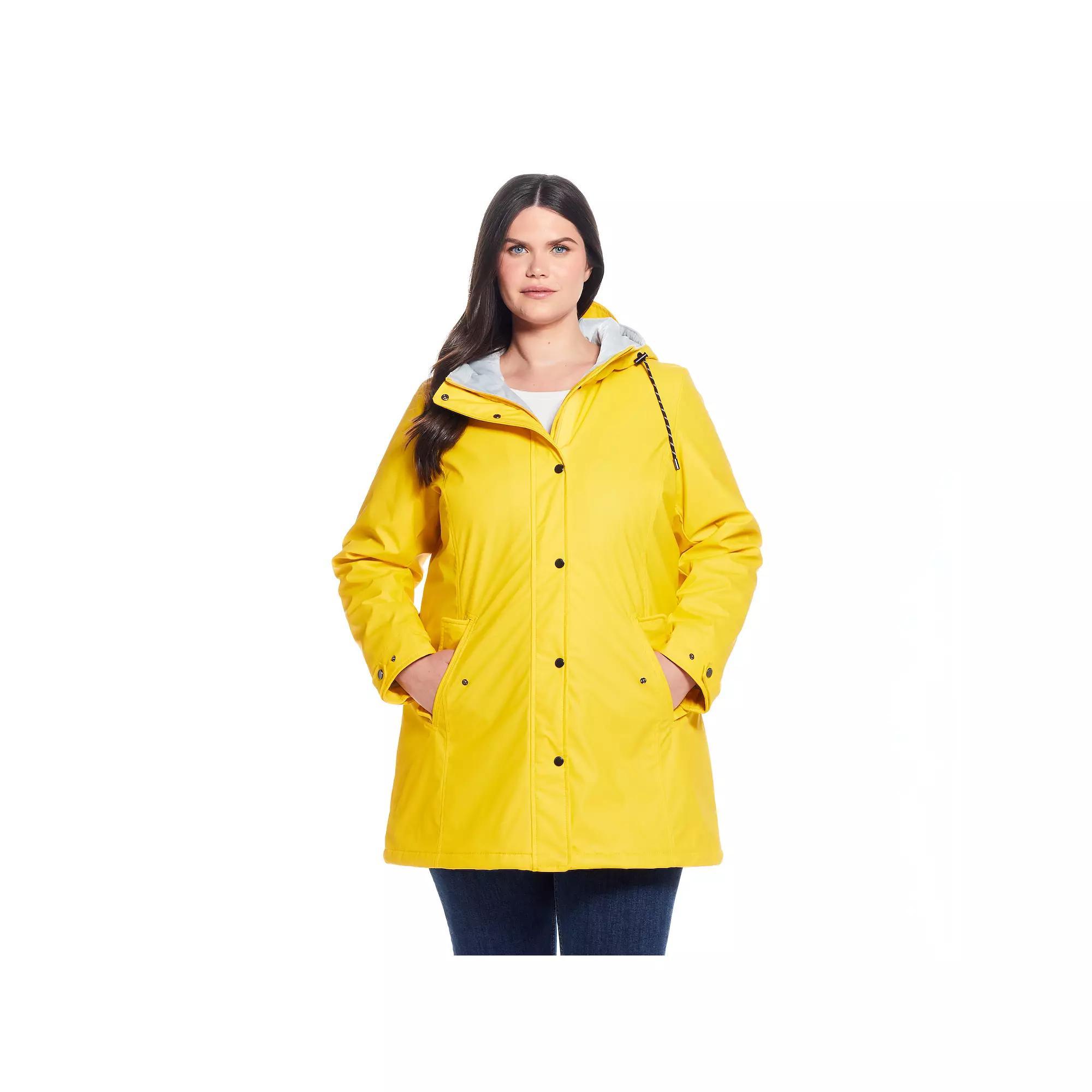 Plus Size Weathercast Hooded Midweight Rain Jacket, Women's, Size: 2XL, Yellow Yellow Product Image
