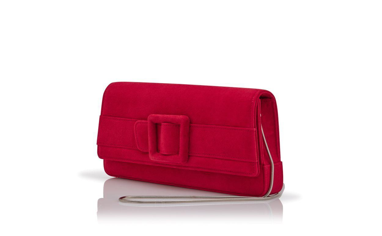 MAYGOT Red Suede Buckle Clutch Product Image