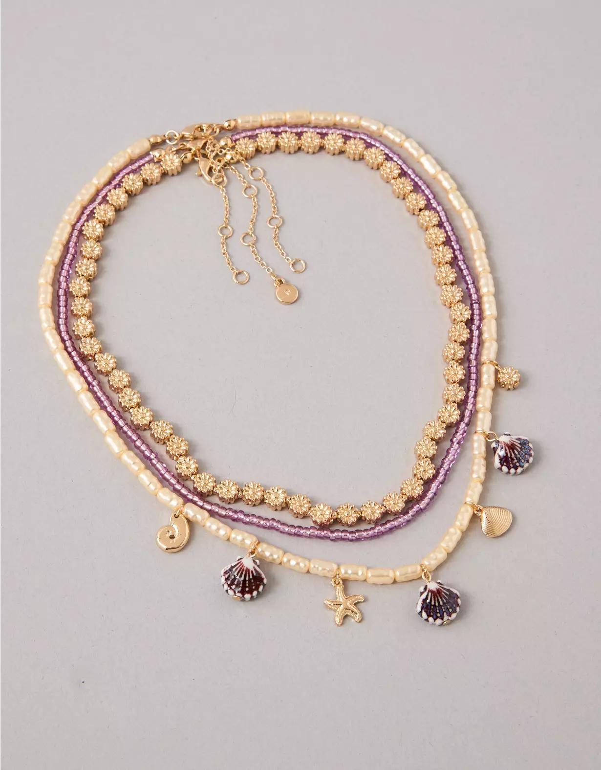 AEO Shell Charm Necklace 3-Pack Product Image