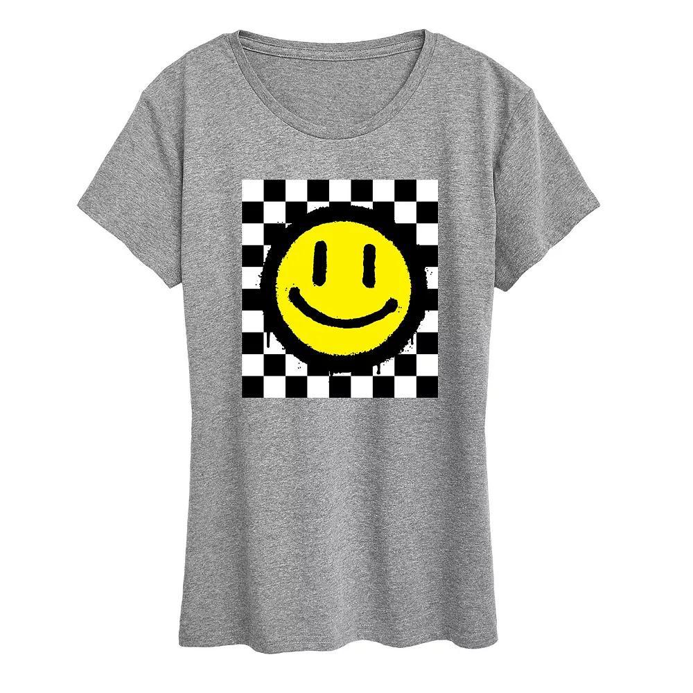 Women's Checkerboard Retro Smile Graphic Tee,  Product Image