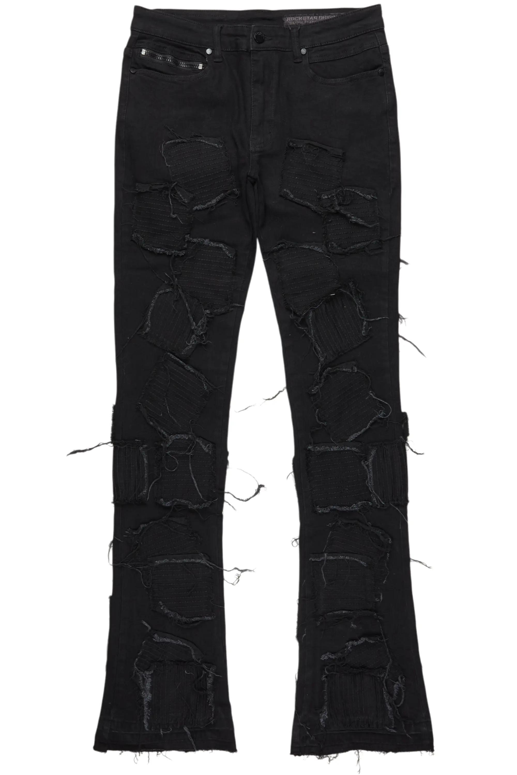 Gawel Jet Black Stacked Flare Jean Male Product Image