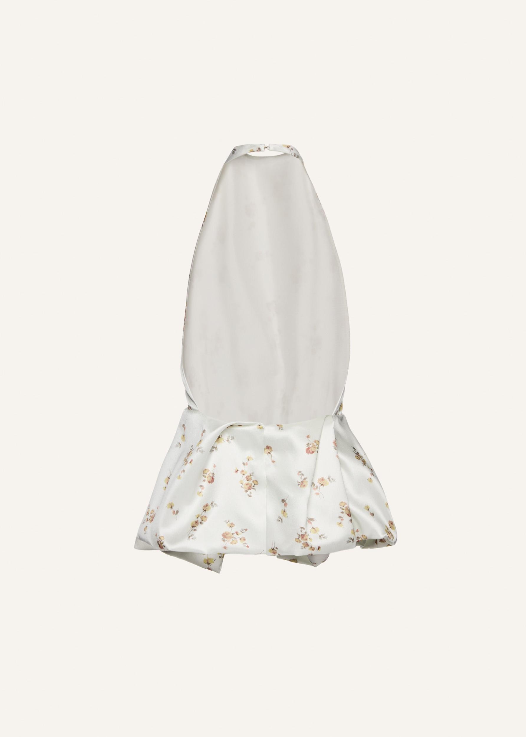 Halter peplum top in cream print Product Image