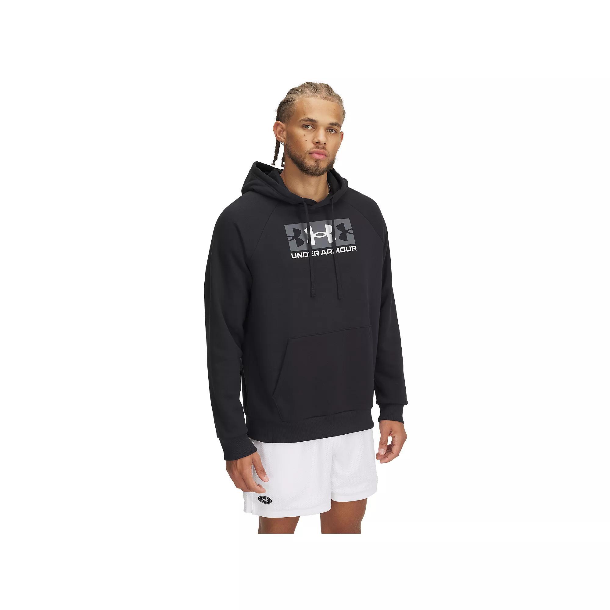 Big & Tall Under Armour Rival Fleece Block Logo Hoodie, Men's, Size: 3XL Tall, Black Product Image
