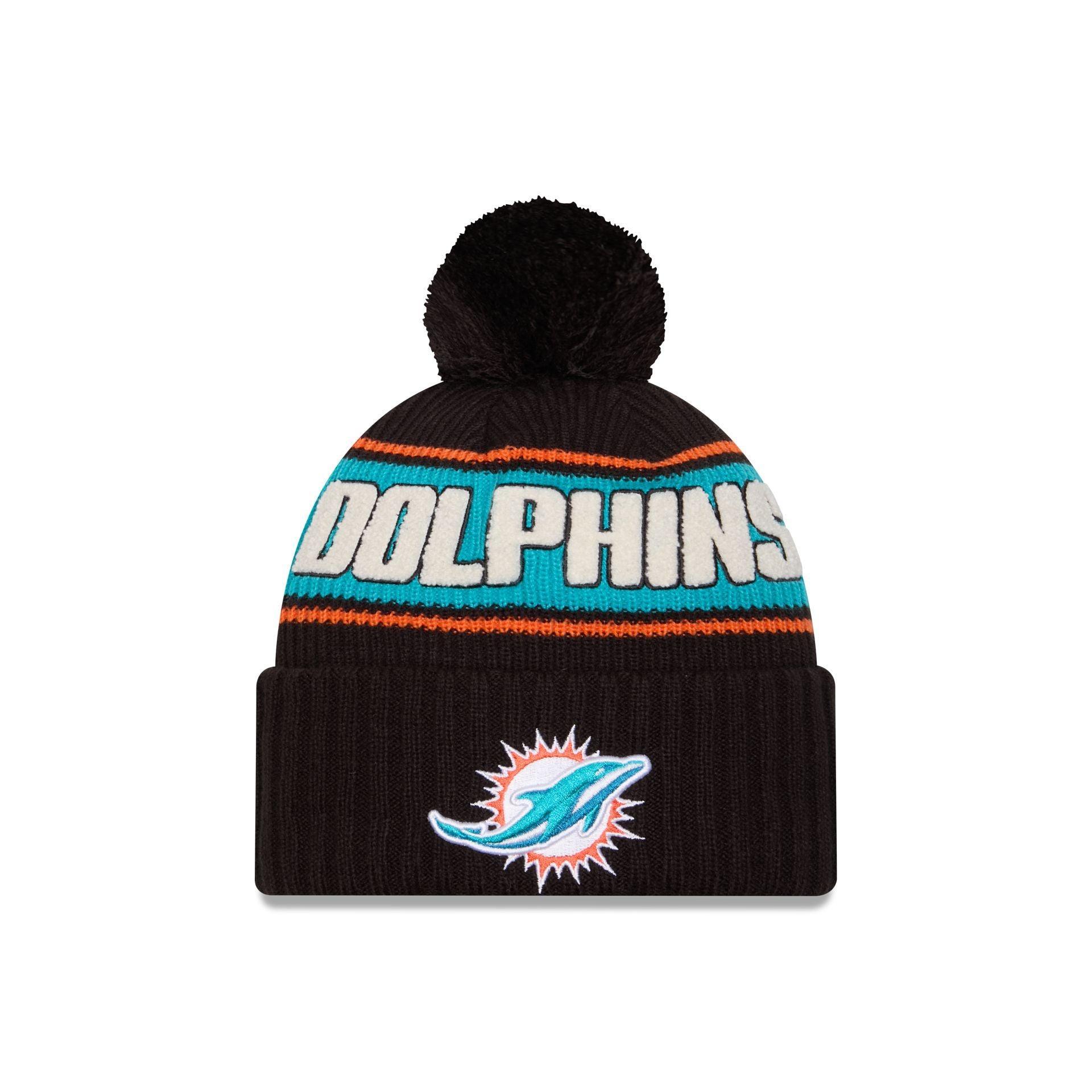 Miami Dolphins 2024 Cold Weather Black Pom Knit Hat Male Product Image